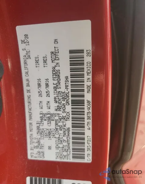 2021 Toyota Tacoma Double Cab z USA, uszkodzony, nr VIN 3TMCZ5AN4MM394406